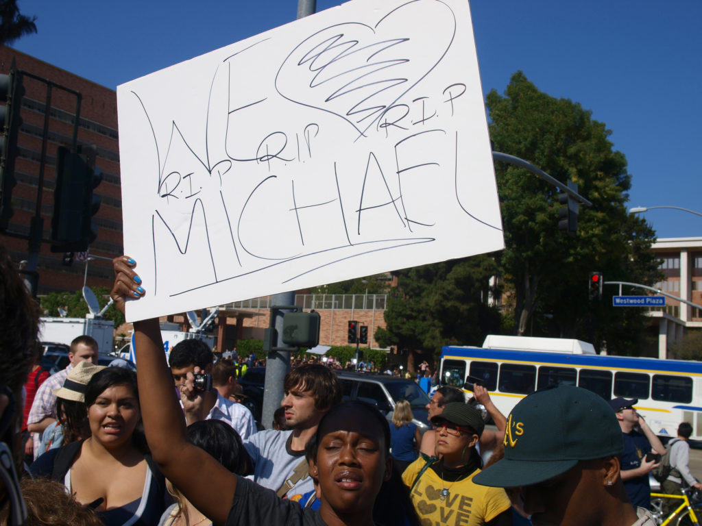 A fan grieves for Michael Jackson at UCLA on Friday, June 25th. ©2009 Derek Henry Flood