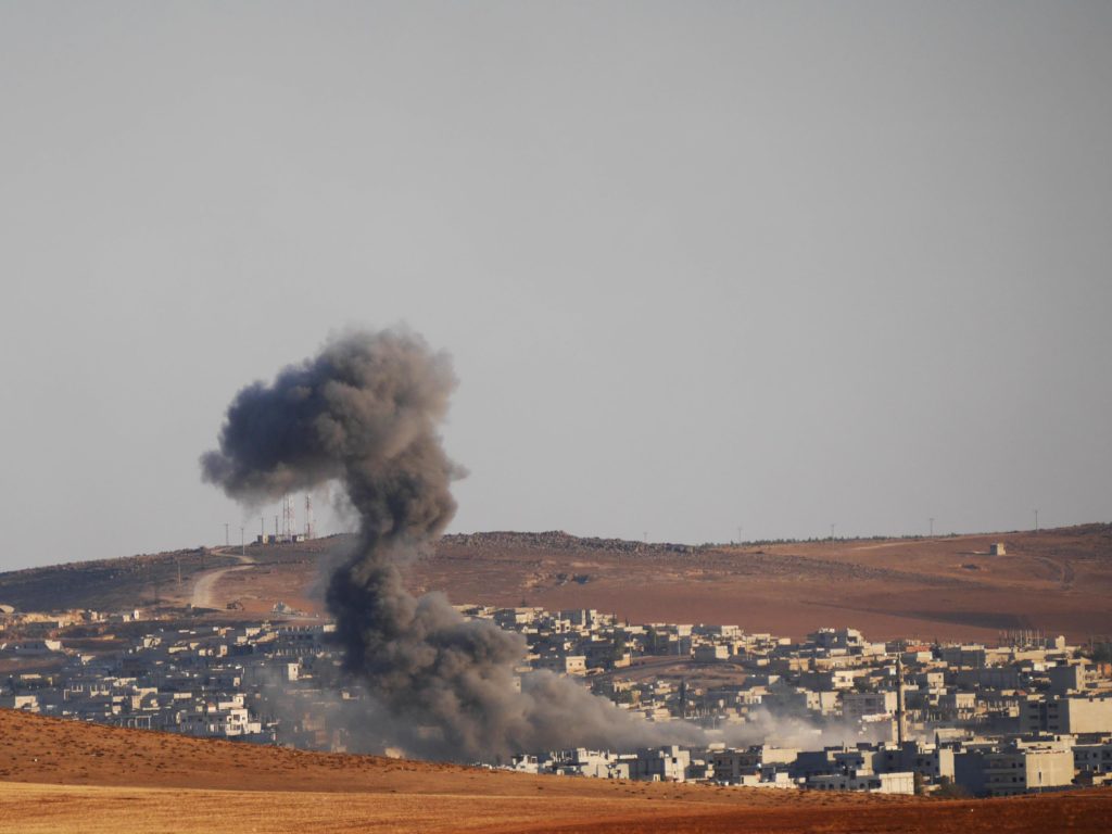 A coalition air strike hit western Kobane in the late afternoon of October 15. ©2014 Derek Henry Flood