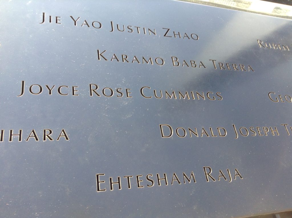 A sampling of names at the 9/11 memorial. ©2015 Derek Henry Flood